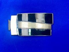 Replacement Silver And Black Line Pattern Vintage Retro Belt Buckle