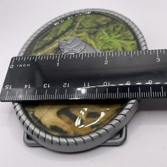 CAMO Big-Mouth Bass BELT BUCKLE Metal Western Fishing USA Camouflage Silver Tone