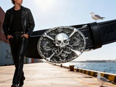Skull and Snakes Gothic Belt Buckle for Men Vintage Crossbones & Rose Biker Buck