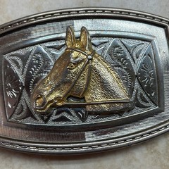 Belt Buckle Horse Head Cowboy Men&rsquo;s Women&rsquo;s Gold Silver Tone Texas Western