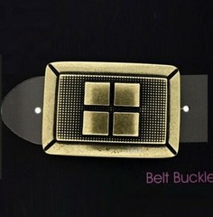 Grid Belt Buckle Rectangular Old Brass Vintage Braided Pattern Masculine