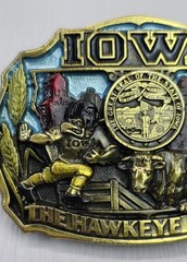 The Great American Buckle Co. 1986 Iowa Hawkeye State Enamel 1821 USA Made
