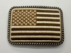 Embroidered American Patriotic Flag Rope Border Vintage Western Belt Buckle