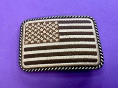 Embroidered American Patriotic Flag Rope Border Vintage Western Belt Buckle