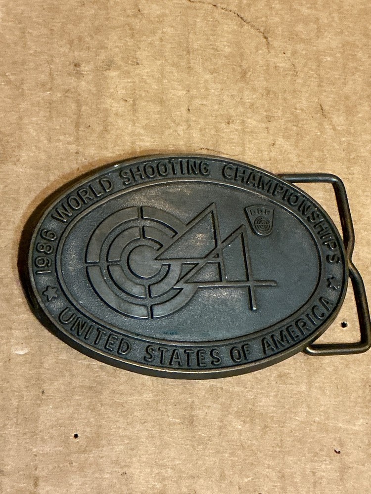 Used Metal Alloy 1986 44 World Shooting Championship’s U.S.A. Belt Buckle