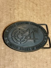 Used Metal Alloy 1986 44 World Shooting Championship’s U.S.A. Belt Buckle