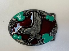 Flying Hunting Eagle Turquoise & Red Color Southwestern Style Belt Buckle