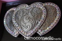 Nocona BLAZIN ROXX RHINESTONE COWGIRL Belt Buckle with THREE HEARTS 37534