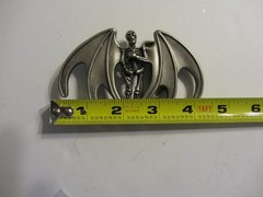 Winged Skeleton Belt Buckle Pewter 137