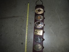 Custom Trophy Hanging LEATHER (10) Belt Buckle Holder Display John Wayne