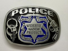 AMERICAS FINEST POLICE We Serve Protect Law Enforcement Commemorate Belt Buckle