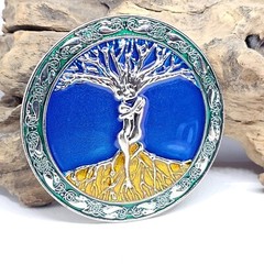 Belt Buckle Tree of Life Enamel Odin&rsquo;s Askr Embla 80mm Wide Norse Viking Buckle