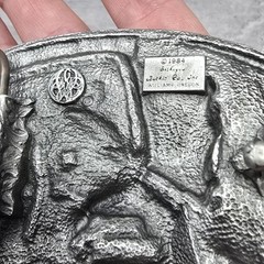 Vintage 1984 Alaska Eagle Gold Miner 3D Color Siskiyou Pewter Belt Buckle Enamel