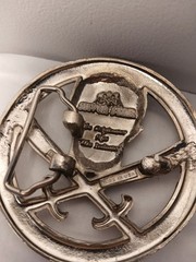 Vintage Silver Star Skull and Swords Belt Buckle Made in USA Jolly Roger Metal