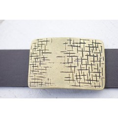Designer Belt Buckle Rectangular – Textured Metal Finish