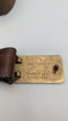 vintage 1970s leather belt & buckle MICHELOB beer SOLID BRASS cowboy WESTERN