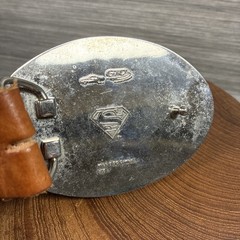Vintage Superman Logo Oval Buckle GTO DC Comics with WILL Leather Goods Belt 38”