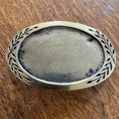 Vintage Brass Tone Oval Olive Branch Border Belt Buckle Western Americana 3.25in