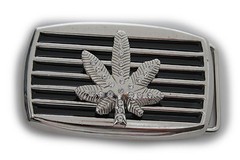Men Women Silver Black Metal Fashion Belt Buckle Marijuana Leaf Plant Cannabis