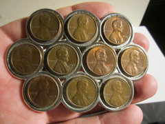 CLUSTER OF U.S. COINS BELT BUCKLE 10 PENNIES – GW-26