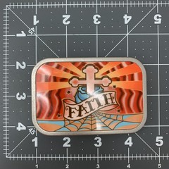 Buckle Down Faith Cross Belt Buckle Jesus Rose Tattoo Spider Web Vintage RARE