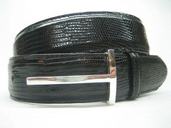STERLING SILVER 925 SOLID T-BONE BUCKLE.W/ GENUINE LIZARD 1.3&Prime;8 BELT MADE IN USA