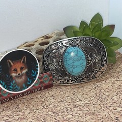Turquoise Stone Silver Western Southwest men unisex Belt Buckle Ranch Wear Rodeo
