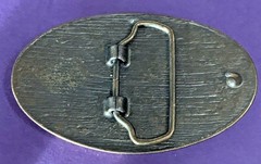 VINTAGE BELT BUCKLE DENNISON&rsquo;S CHILI ADVERTISING OVAL 3.5&Prime; WIDE COUNTRY WESTERN