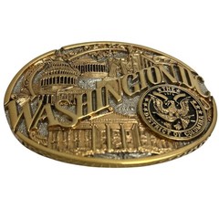 Belt Buckle Washington DC Award Design US Motif First Edition 24K Gold Vintage
