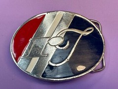 RF RT Company Logo? Vintage Red White & Blue Oval Vintage Belt Buckle