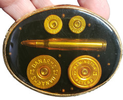 Von West Inlaid Shell Casing Ends Gun Firearm Belt Buckle 1980s Gift