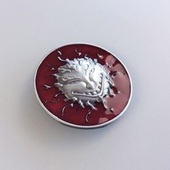 Antique Silver Red Enamel Devil Evil Face Belt Buckle Gurtelschnalle Boucle