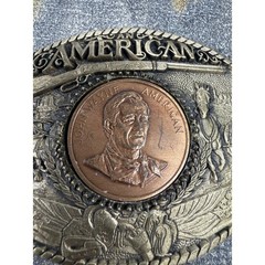 John Wayne American Western Cowboy Belt Buckle Solid Brass Vintage