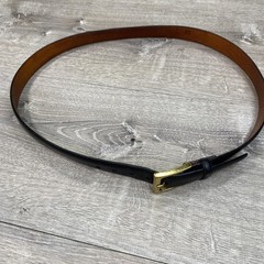 Trafalgar Belt Mens 38 Black Leather Brass Buckle Hand Polished Dress Classic
