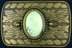 Gold Color Oval 30×22 30mm x 22mm Lemon Chrysoprase Cabochon Belt Buckle B13A85