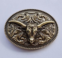 Pattern bottom cow head zinc alloy belt buckle