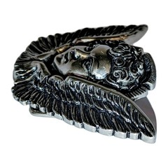 Vtg Washed Up Hollywood Belt Buckle Gothic 3D Cherub Angel Pewter Metal Y2K A+!