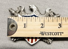 VINTAGE CHROME WARRIOR BIKER BELT BUCKLE EAGLE FLAG AND CROSSED SWORDS RESIN