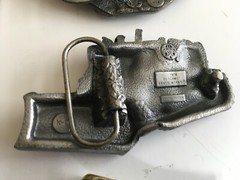 3 Vintage Belt Buckles – Snow Machine, Bull Dozer, Sail Boat – Unused