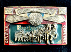 Vintage Budweiser Clydesdale 3D Enamel Inlay Belt Buckle 1982 Made in USA