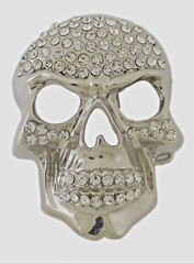 Skull Belt Buckles New Men Women Iced Style Silver Metal Bling Rhinestones Rebel
