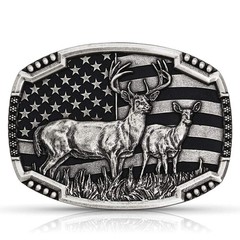 Flag Series Attitude Western Belt Buckle (Matched Pair Deer)
