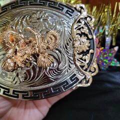 Fighting Roosters Belt Buckle Western Rodeo Silver Rosetone Oval Cowboy Fashi