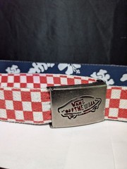 VANS OFF THE WALL BELT & BUCKLE RED CHECK BLUE FLORAL DESIGN