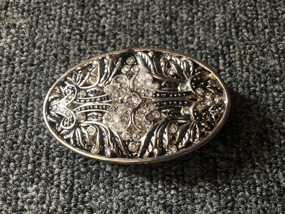 New Filigree Floral Bling Leaf Women Men Fashion Belt Buckle Silver Metal