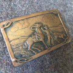 vintage Copper Belt Buckle western cowboy horse calf roping rodeo