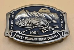 Vintage Rocky Mountain Brake Supply (RMB) Belt Buckle Casper & Elko Solid Brass