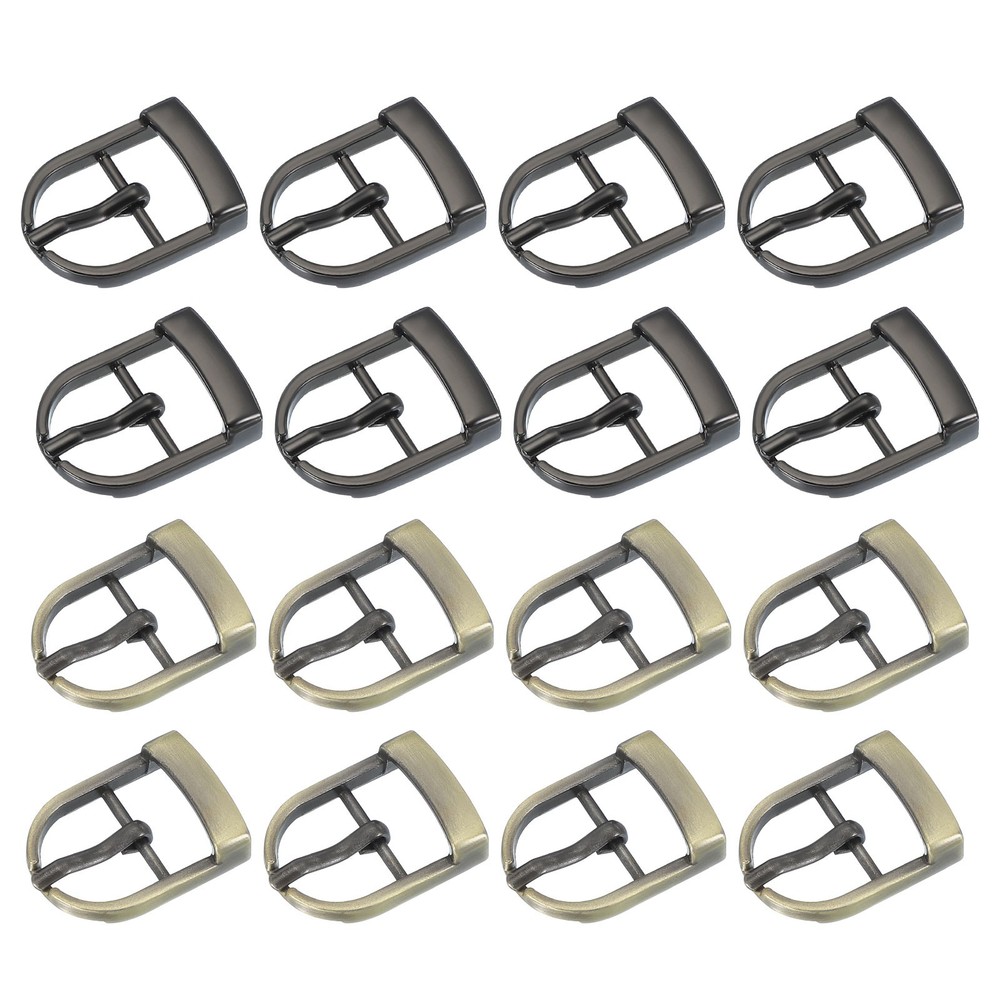 16Pcs 0.7&Prime; Single Prong Belt Buckle Metal Roller Buckle Brown/Black