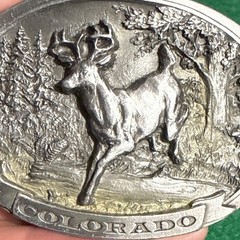 Vintage C&J Inc Colorado Buck Belt Buckle