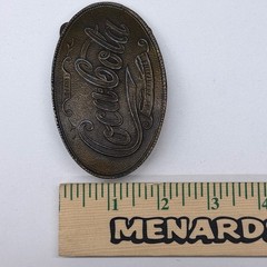 Vintage Coca-Cola Belt Buckle Brass/Bronze Tone Oval 5 Cents At Fountains Mens